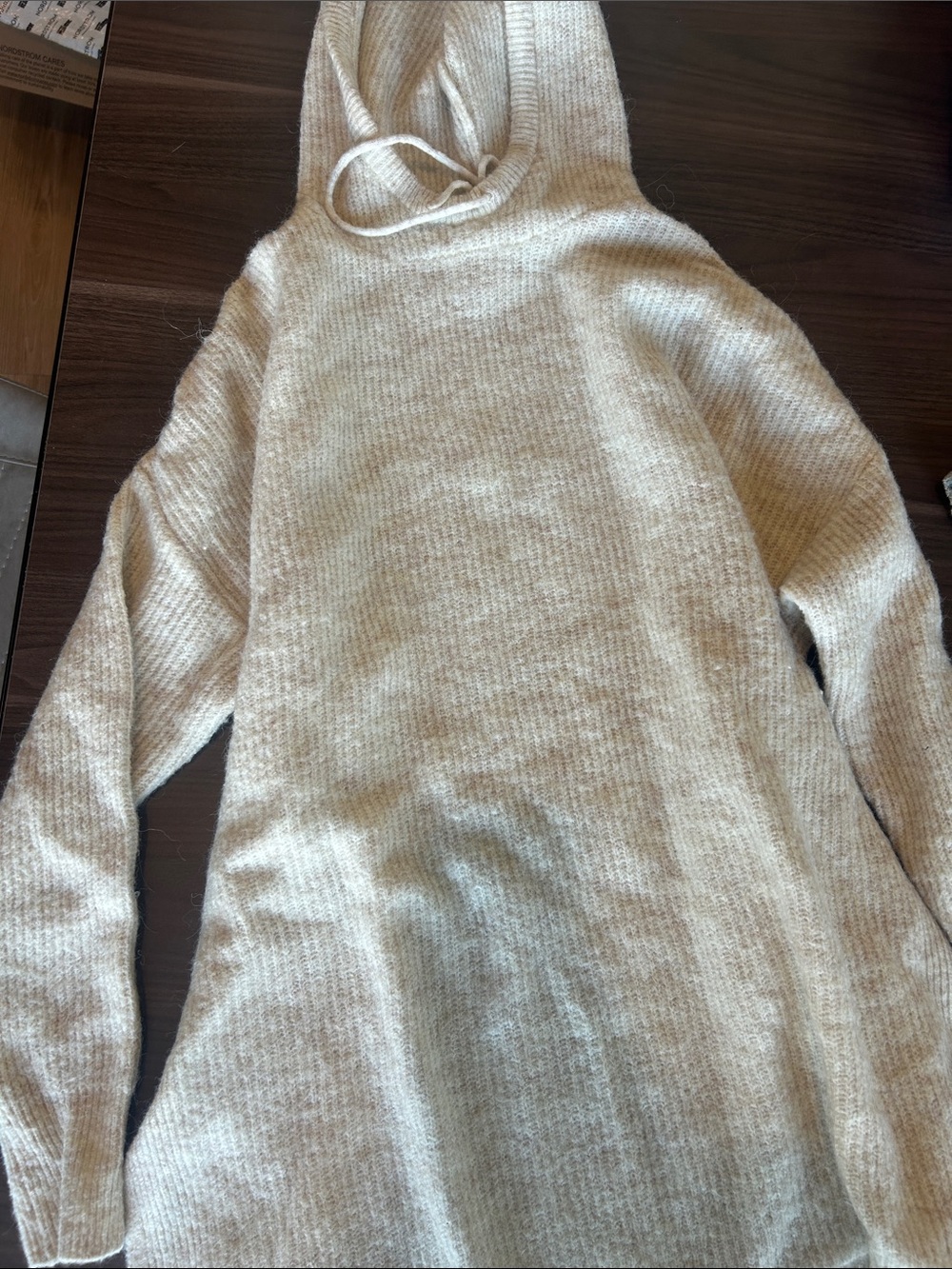 H&M Cream Hooded Knit Turtleneck Sweater